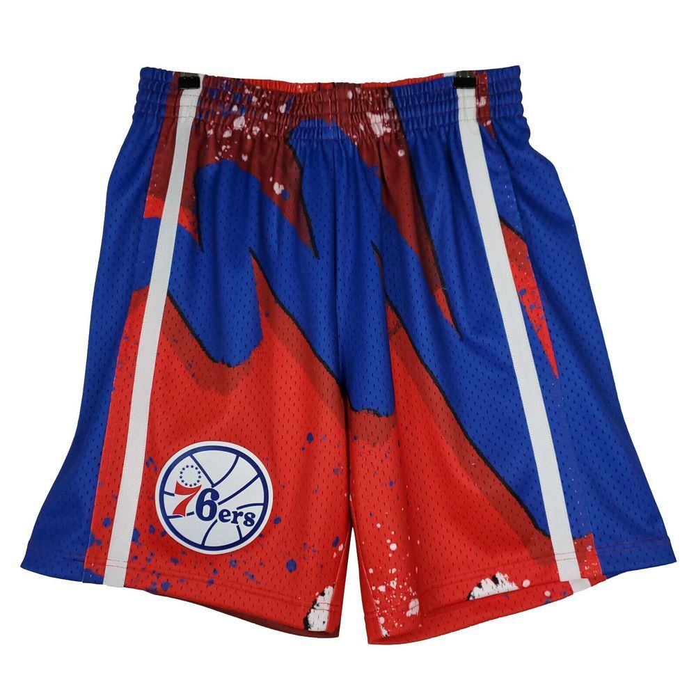 Philadelphia 76ers Mitchell & Ness NBA L Large Jersey Shorts‎ Red Blue White NWT